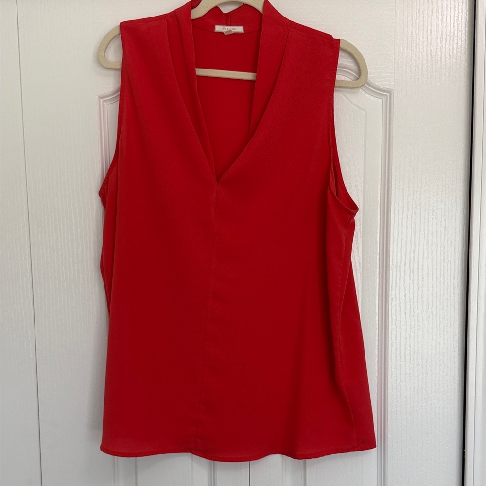 Pleione Vibrant Red Sleeveless Blouse